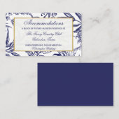 Carte D'accompagnement Elegant Navy Blue Gold Botanical Mariage Détails (Devant / Derrière)