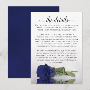 Carte D'accompagnement Elegant Navy Blue Reflet Rose Détails du Mariage