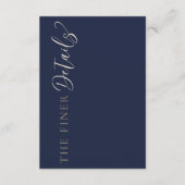 Carte D'accompagnement Elegant Navy Blue Wedding Details (Devant)