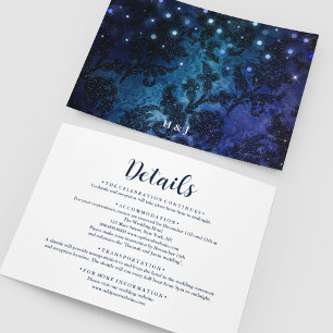 Carte D'accompagnement Elegant Navy Blue Winter Wedding Détails