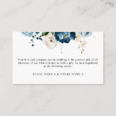 Carte D'accompagnement Elegant Navy Dust Blue Cute Floral Détails du Mari (Dos)