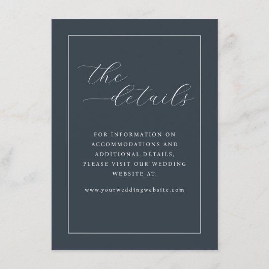 Carte D'accompagnement Elegant Navy Minimalist Calligraphy (Devant)