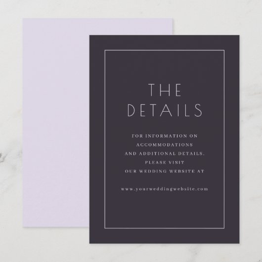 Carte D'accompagnement Elegant Navy Typographic Details (Devant / Derrière)