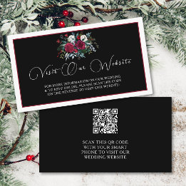 Carte D'accompagnement Élégant Noël Floral Rose QR Code Mariage