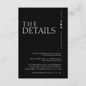 Carte D'accompagnement Elégant noir blanc Monogramme Détails du Mariage (Devant)