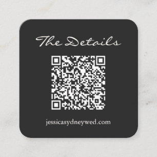 Carte D'accompagnement Élégant noir blanc Script Mariage Détails QR Code