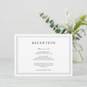 Carte D'accompagnement Elégant Noir & Blanc Simple Mariage Réception (Debout devant)