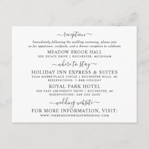 Carte D'accompagnement Elégant Noir Calligraphie Information Mariage