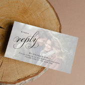 Carte D'accompagnement Élégant noir et blanc QR Code photo RSVP Online