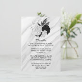 Carte D'accompagnement Elégant noir fleurs blanches détails (Debout devant)