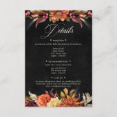 Carte D'accompagnement Élégant noir Vibrant Boho Floral Script Mariage (Devant)