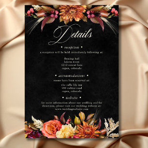 Carte D'accompagnement Élégant noir Vibrant Boho Floral Script Mariage