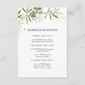 Carte D'accompagnement Élégant Olive Greenery Mariage Horaire des événeme (Devant)