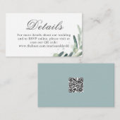 Carte D'accompagnement Elegant Olive Sprig Détails du Mariage QR Code (Devant / Derrière)
