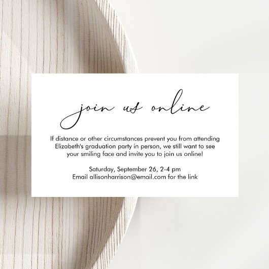 Carte D'accompagnement Élégant Online Virtual Option Graduation Party