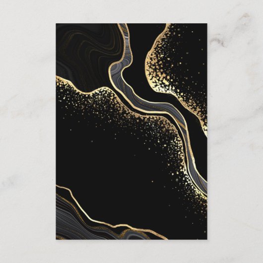 Carte D'accompagnement Elégant or & fleurs noires & détails feuille (Dos)