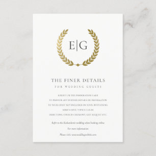 CARTE D'ACCOMPAGNEMENT ÉLÉGANT OR FLORAL LAUREL WREATT MARIAGE DÉTAIL