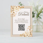 Carte D'accompagnement Elegant or ivoire Floral Mariage QR Code Détails (Debout devant)