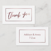 Carte D'accompagnement Elégant or Rose moderne sur Merci blanc Insérer (Devant / Derrière)