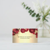 Carte D'accompagnement Élégant or rouge floral (Debout devant)