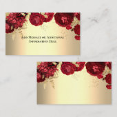 Carte D'accompagnement Élégant or rouge floral (Devant / Derrière)