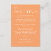Carte D'accompagnement Elegant Orange White Stylish Wedding Details (Devant)
