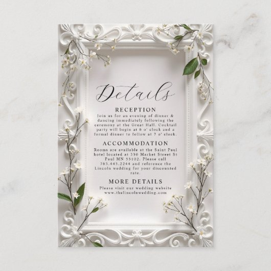 Carte D'accompagnement Elégant Orné fleuri Vert Feuille Détails (Devant)