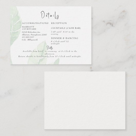 Carte D'accompagnement Élégant Pale Foliing Cash Bar & Shuttle Cream Encl (Devant / Derrière)