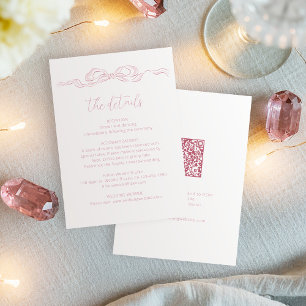 Carte D'accompagnement Elégant Pastel rose main tiré Bow Détails du Maria