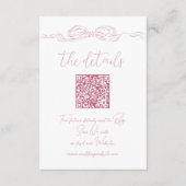 Carte D'accompagnement Elégant Pastel rose main tiré Bow QR Code Détails (Devant)