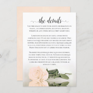 Carte D'accompagnement Elegant Peach Romantique Rose Détails du Mariage