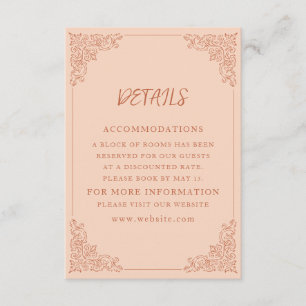 Carte D'accompagnement Elegant Peach Terracotta Détails du Mariage