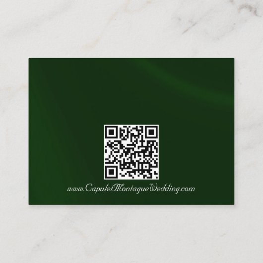 Carte D'accompagnement Elegant Pearl, Emerald Ribbon & Sparkle QR Code (Dos)