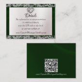 Carte D'accompagnement Elegant Pearl, Emerald Ribbon & Sparkle QR Code (Devant / Derrière)