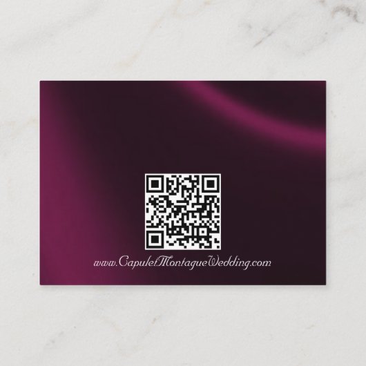 Carte D'accompagnement Elegant Pearl, ruban pourpre et code QR étincelant (Dos)