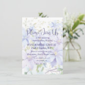 Carte D'accompagnement Élégant Périwinkle Clematis QR Code Mariage (Debout devant)