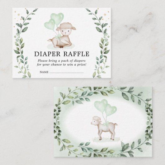 Carte D'accompagnement Élégant Petit Lamb Déchet Raffle Bébé Mouton (Devant / Derrière)