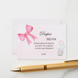 Carte D'accompagnement Elegant Pink Baby Shower Diaper Raffle Card – Girl