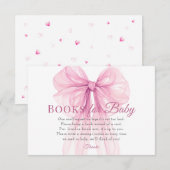 Carte D'accompagnement Elegant Pink Bow Books for Baby Request Card (Devant / Derrière)