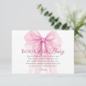 Carte D'accompagnement Elegant Pink Bow Books for Baby Request Card (Debout devant)