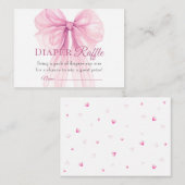 Carte D'accompagnement Elegant Pink Bow Diaper Raffle Tickets (Devant / Derrière)