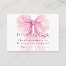 Elegant Pink Bow Diaper Raffle Tickets