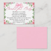 Carte D'accompagnement Elégant Pink Bow & Rose Coquette Livres pour bébé (Devant / Derrière)
