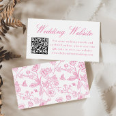 Carte D'accompagnement Elegant Pink Chinoiserie Site Mariage QR Code
