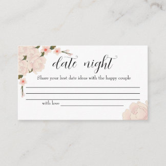 Carte D'accompagnement Elégant Pink Floral Date idées nuit. Date jar