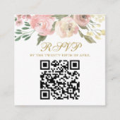 Carte D'accompagnement Elégant Pink Gold Floral Mariage QR Code RSVP (Devant)
