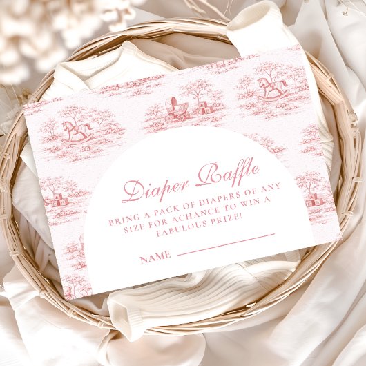 Carte D'accompagnement Elegant Pink Toile Diapper Raffle