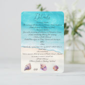 Carte D'accompagnement Elégant Plage Mariage Coquillages Perles Nautiques (Debout devant)
