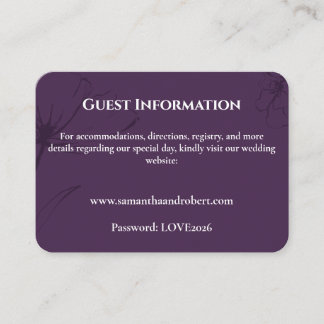 Carte D'accompagnement Elegant PlumPurple Floral Line Art Wedding Details
