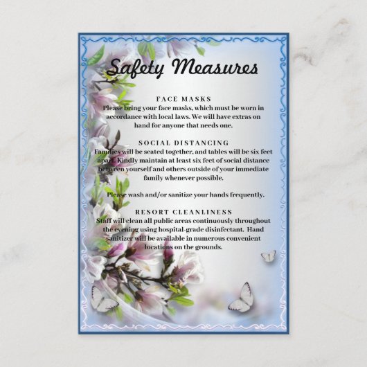 Carte D'accompagnement Élégant Purple Floral Butterfly Mesures de sécurit (Devant)